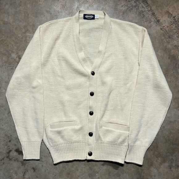 Vintage 90s Towncraft Cream Acrylic Cardigan - Picture 1 of 3